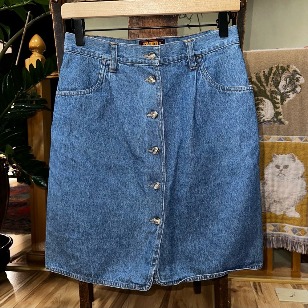 Faded Glory Denim Skirt with Button Detail